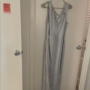 Sleeveless Metallic Gray Maxi Dress